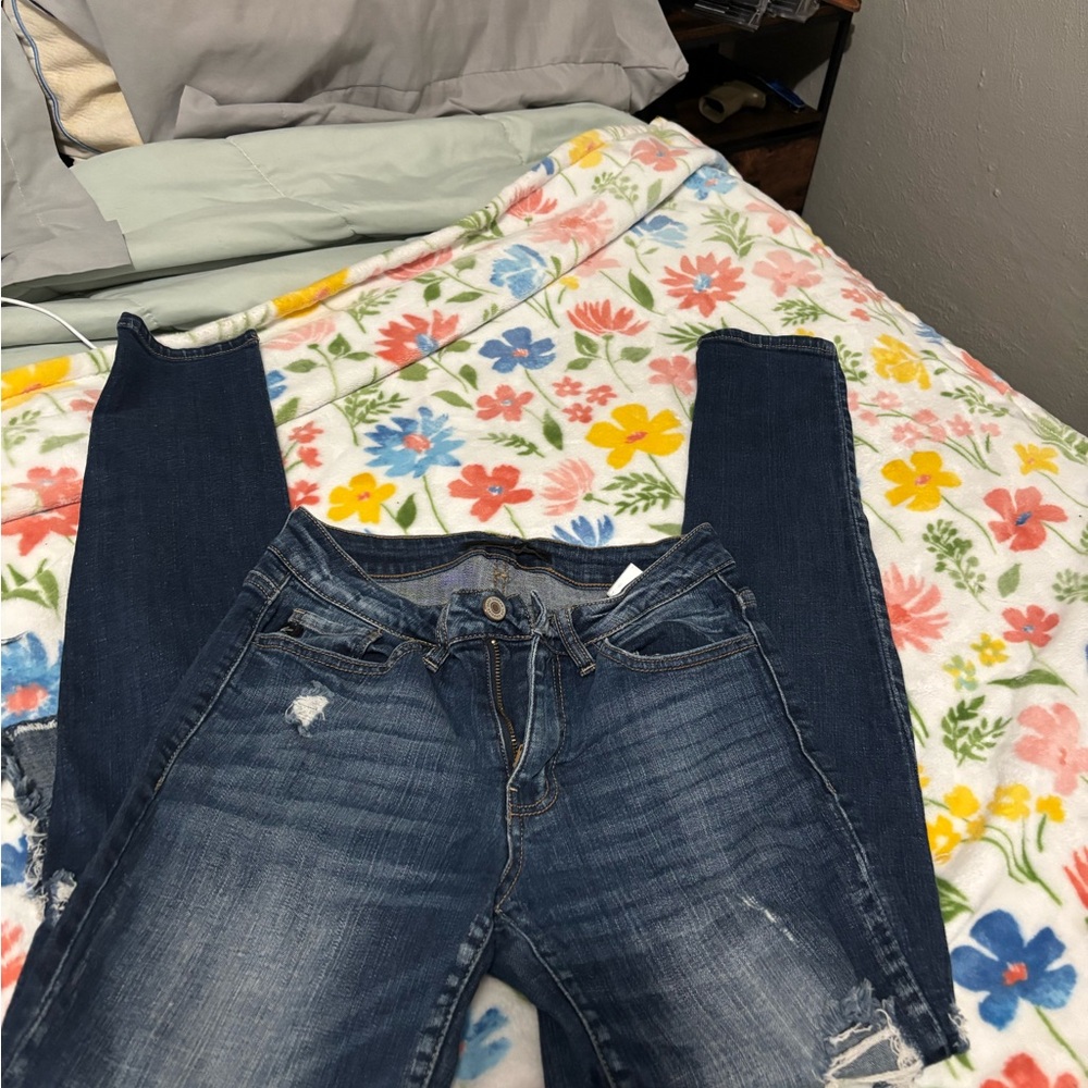 Buckle Dark Blue High Rise Women's Jeans